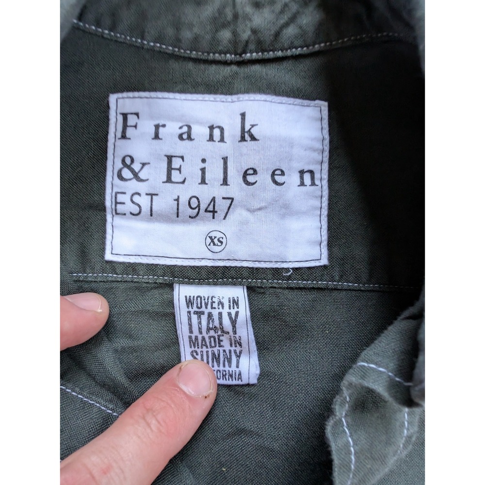 Frank‎ & Eileen Mary Shirt Dress Womens XS Olive Green USA Made 100% Cotton - Picture 2 of 7